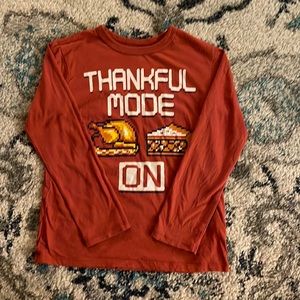 Thanksgiving Thankful Mode Boys Long Sleeve Shirt Size 7/8